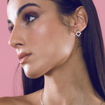 Load image into Gallery viewer, Silver and peridot earring set with rhombus 2