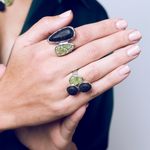 Load image into Gallery viewer, Lava and peridot ring