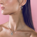 Load image into Gallery viewer, Silver and peridot circle stick pendant