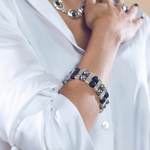 Load image into Gallery viewer, Lava and double metal bracelet