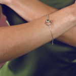 Load image into Gallery viewer, Silver Bracelet with Double Peridot Circle