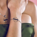 Load image into Gallery viewer, Silver bracelet with palm wood disc