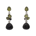 Load image into Gallery viewer, Lava and peridot earring