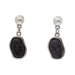 Load image into Gallery viewer, Long silver lava earrings