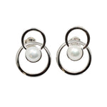 Load image into Gallery viewer, Silver and pear earring with double circle
