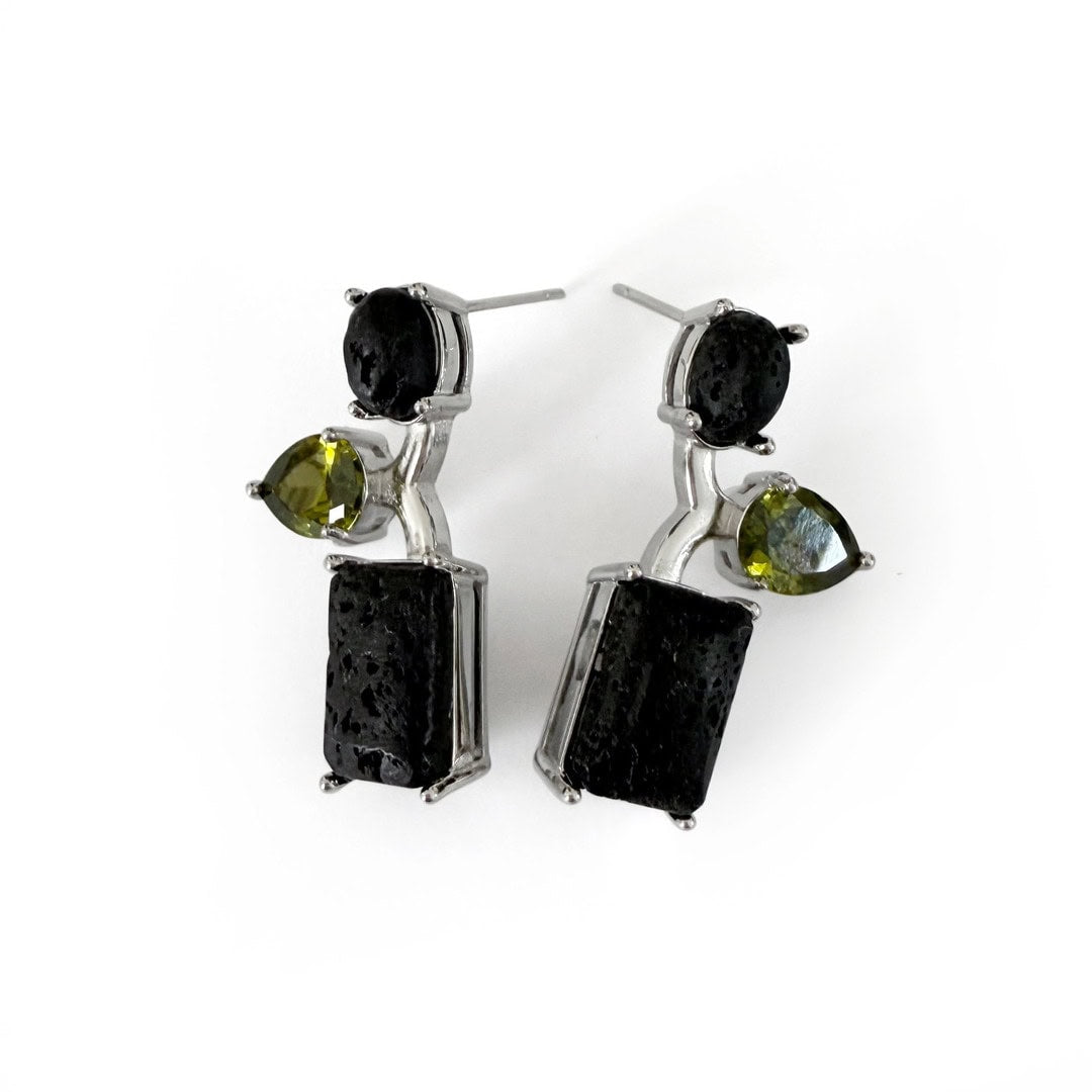 Pendientes plata lava y olivina tentónica
