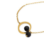 Load image into Gallery viewer, Gold plated steel bracelet with lava ball circle
