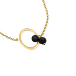 Load image into Gallery viewer, Gold plated steel bracelet with lava ball circle