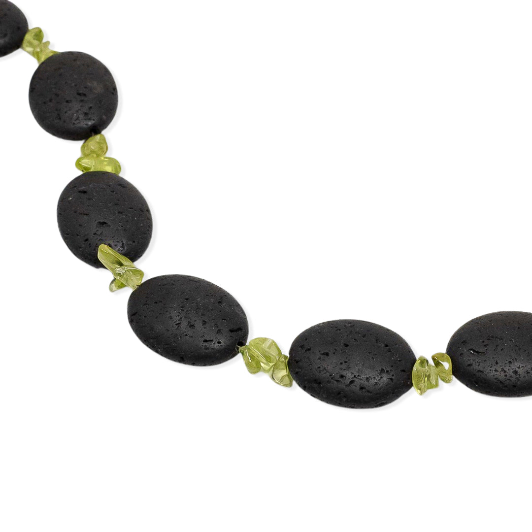 Lava and peridot bracelet
