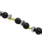 Load image into Gallery viewer, Round lava bracelet, silver and peridot cylinders