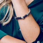 Load image into Gallery viewer, Zamak lava ball and skull bracelet