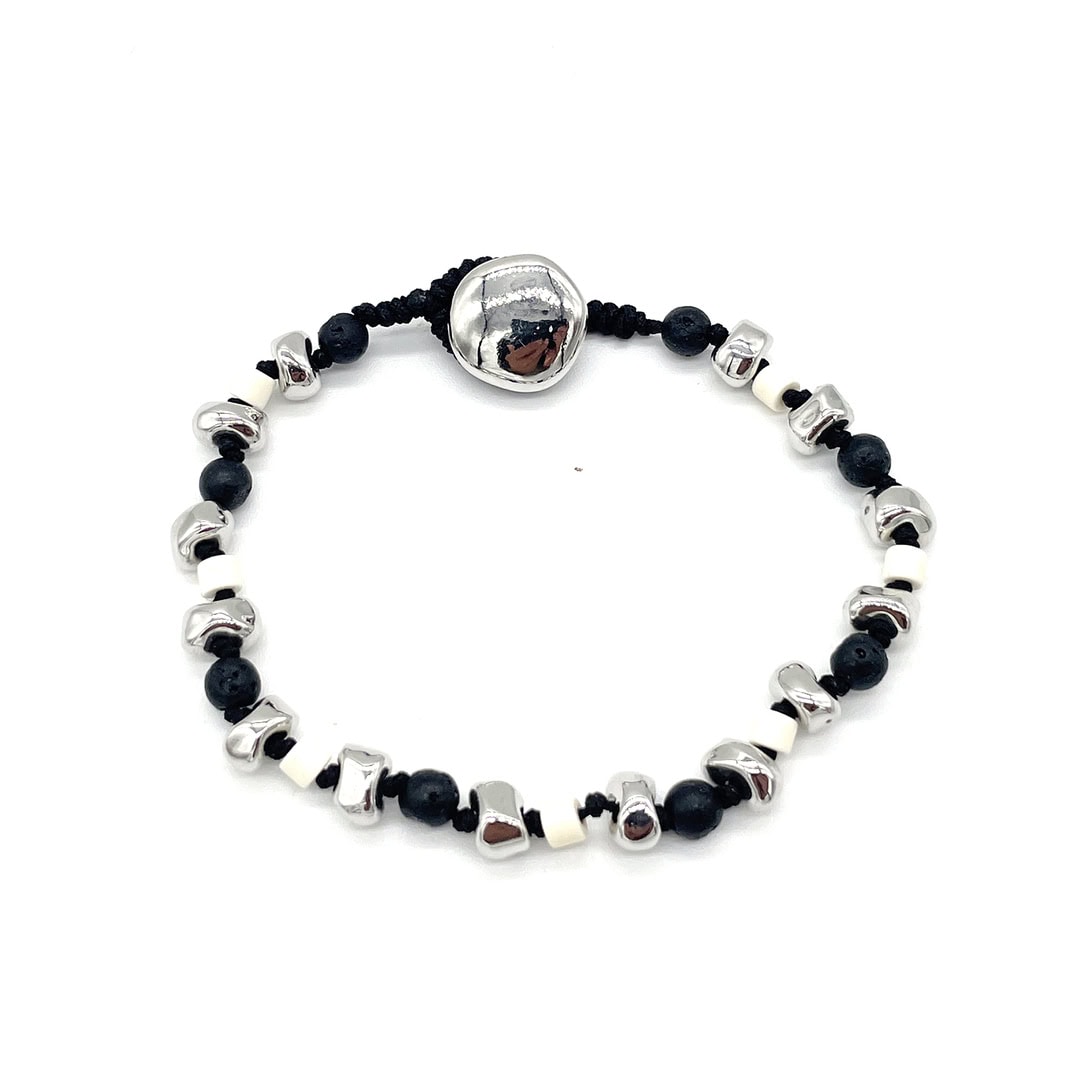 Pulsera lava, cristal y cuero