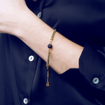 Load image into Gallery viewer, Lava and olivine gold plated steel bracelet