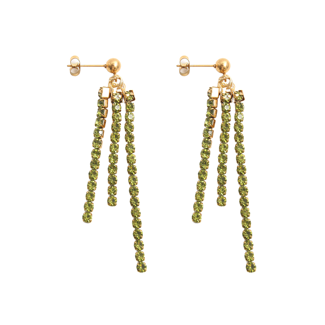 Pendientes Acero baño oro olivinas