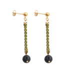 Load image into Gallery viewer,  Pendientes acero baño oro olivina y lava