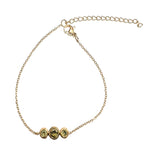 Load image into Gallery viewer, Gold plated steel bracelet with 3 peridots