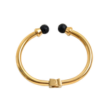 Load image into Gallery viewer, Pulsera acero baño oro semi rigida bolas lava