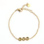 Load image into Gallery viewer,  Pulsera acero baño oro 3 olivinas