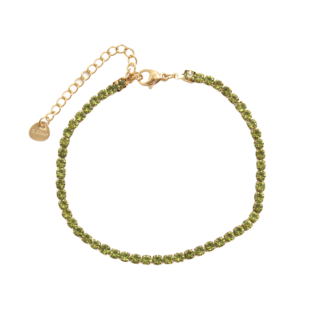 Pulsera acero baño oro lava y olivinas