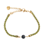 Load image into Gallery viewer,  Pulsera acero baño oro lava y olivinas