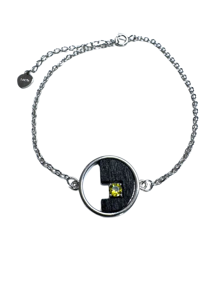 Pulsera de Plata con Olivina Engarzada