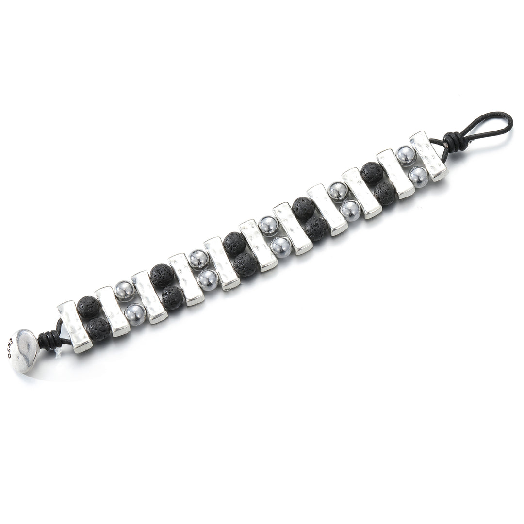 Pulsera lava y metal doble