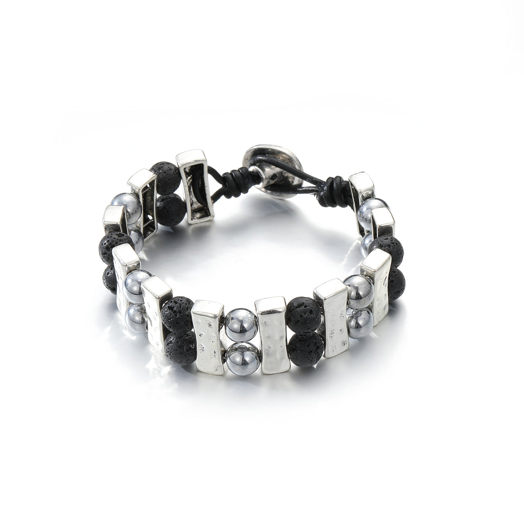 Pulsera lava y metal doble