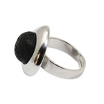 Load image into Gallery viewer, Silver plated ring adaptable flat black lava