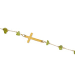 Load image into Gallery viewer, Gold plated steel olivine cross bracelet