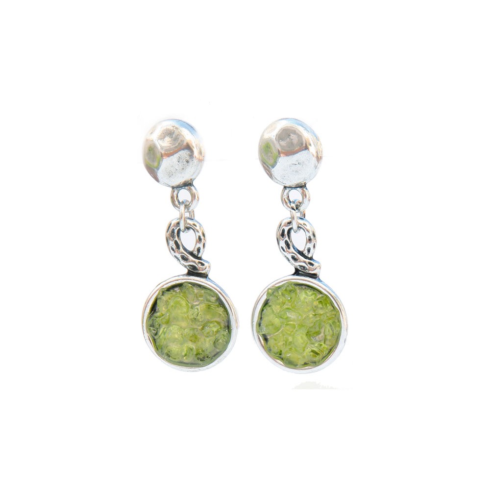 Long circle peridot zamak earring