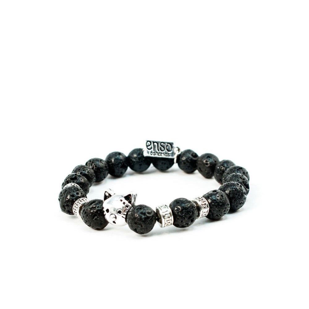 Cat lava ball bracelet