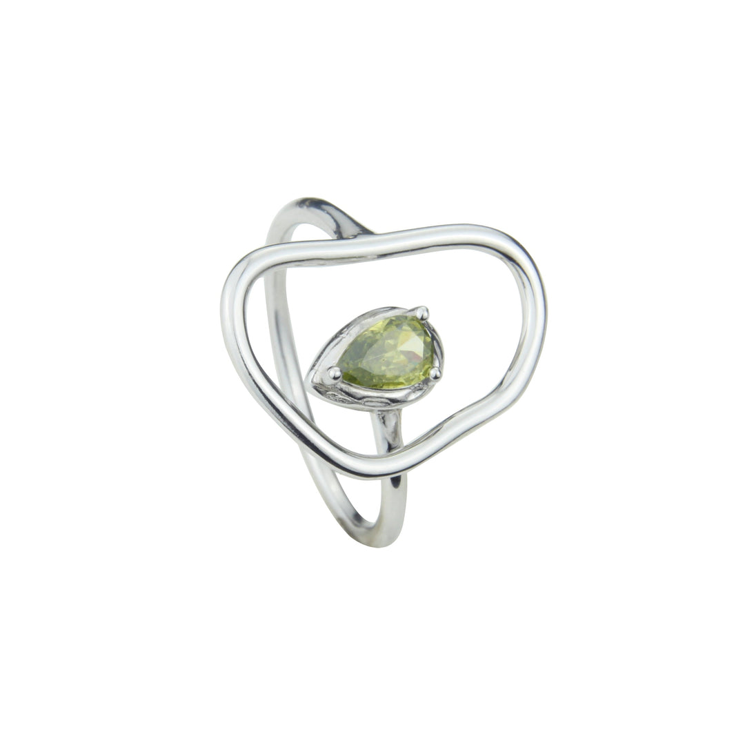 Anillo plata olivina engarzada