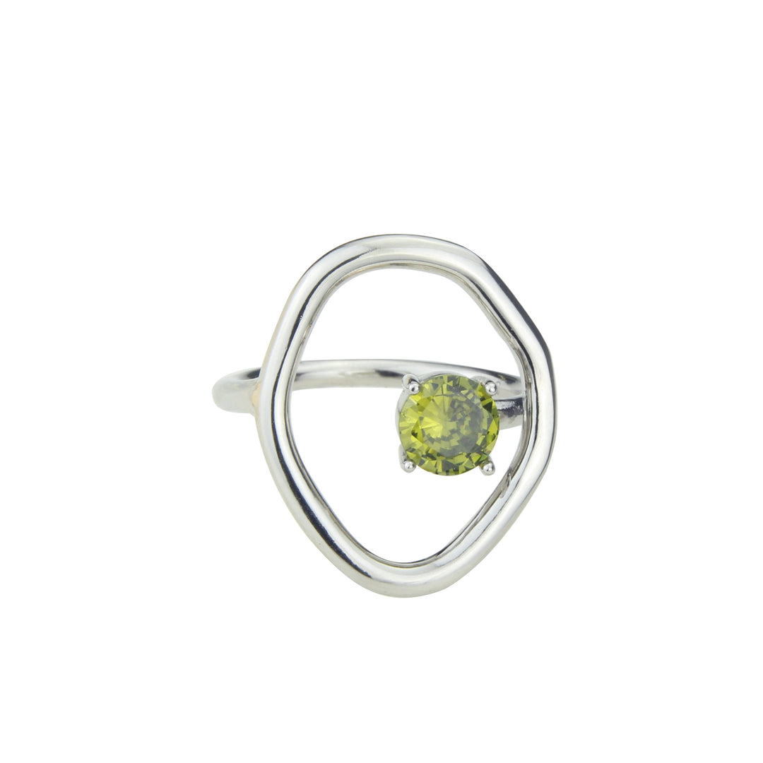 Anillo plata olivina engarzada
