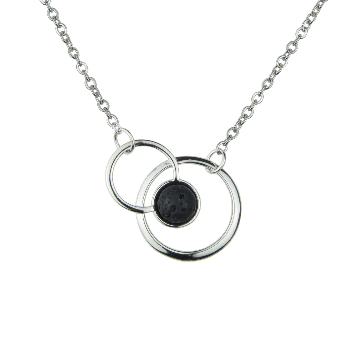 Colgante de plata con lava circulo doble 2