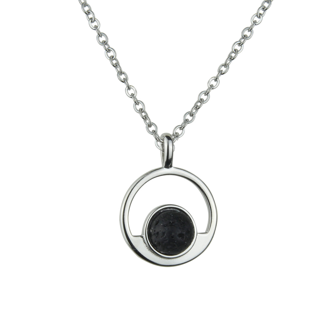 Colgante de plata y lava circulo