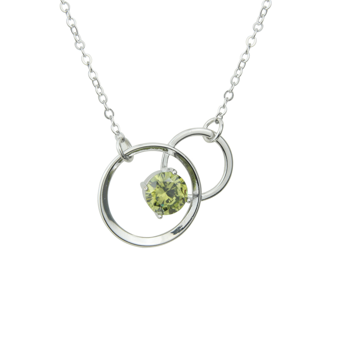 Colgante de plata y olivina circulo doble 2