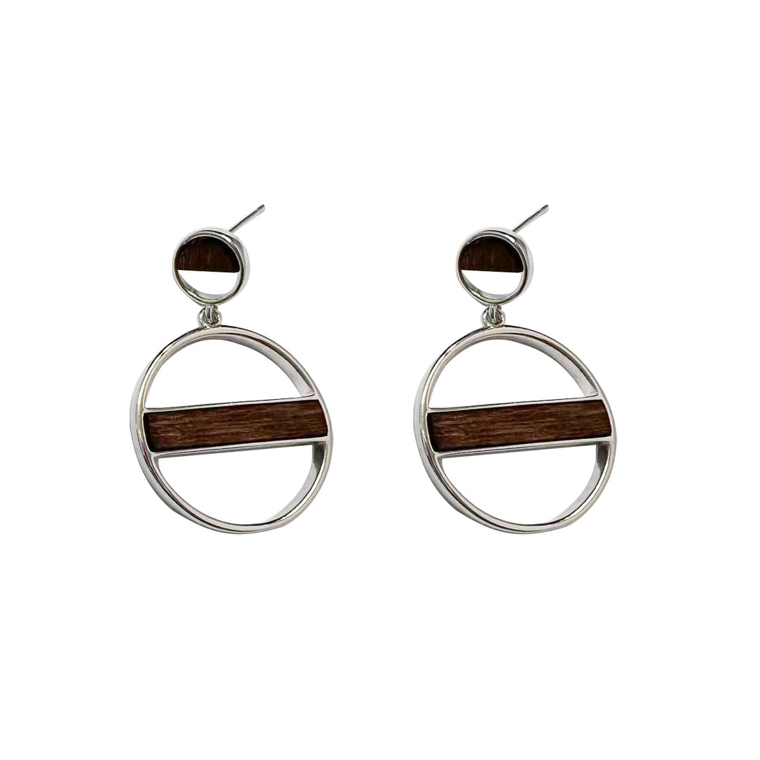 Pendiente de plata con madera de palmera