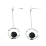 Load image into Gallery viewer, Pendiente de plata y lava circulo