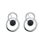 Load image into Gallery viewer, Pendiente de plata y lava circulo doble