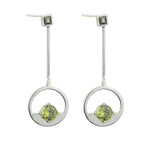 Load image into Gallery viewer, Pendiente de plata y olivina circulo