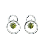 Load image into Gallery viewer, Pendiente de plata y olivina circulo doble