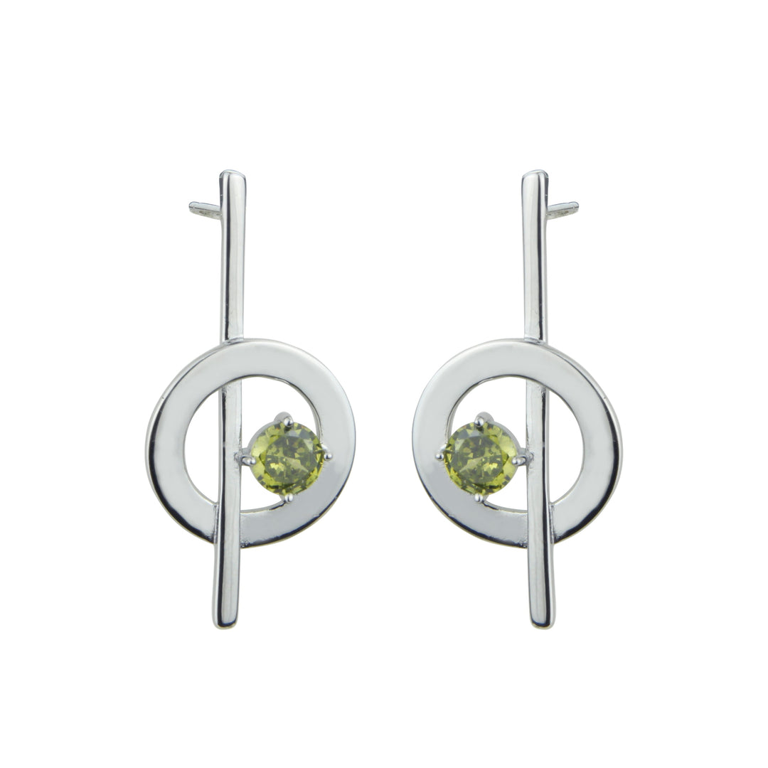 Pendiente de plata y olivina circulo palito