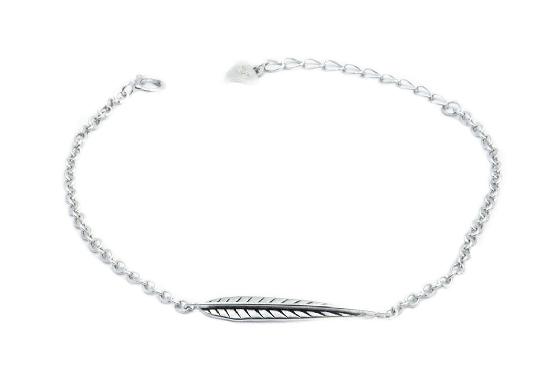 Pulsera de Plata con Colgante de Pluma