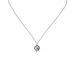 Load image into Gallery viewer, Silver and peridot circle stick pendant
