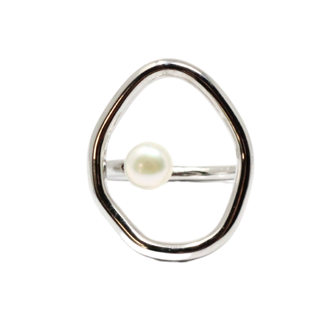 Silver and pearl ring