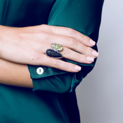 Lava and peridot adaptable ring