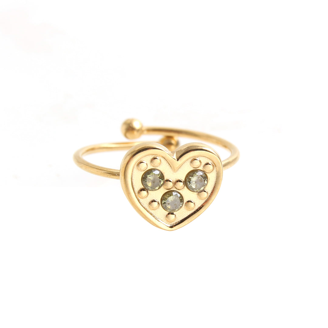 Olivine gold plated steel ring adaptable