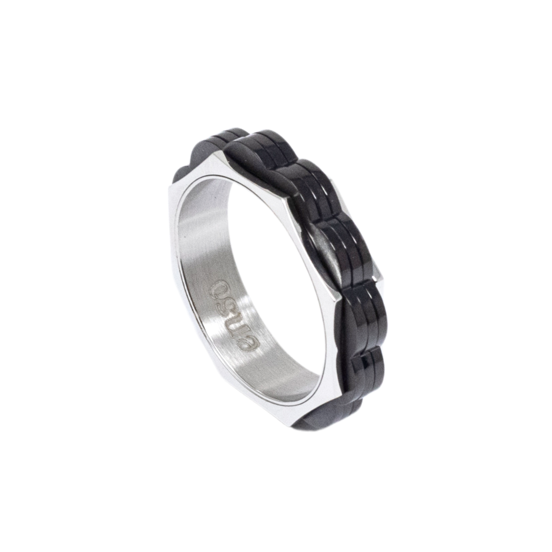 Black knot steel ring