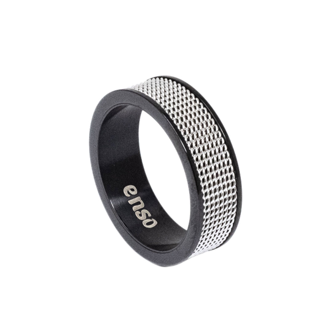 Black mesh steel ring