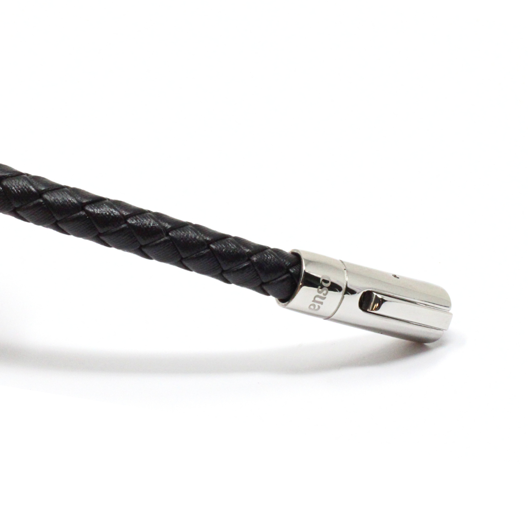 Brazalete piel negra y acero